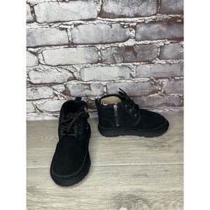 UGG Neumel II Black Suede Lace Up Shearling Style Boots Girls Sz 12M US/30EU